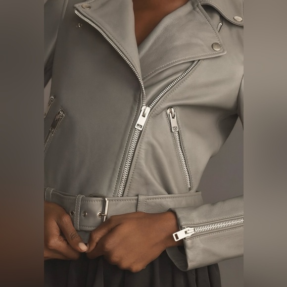 NWOT Walter Baker Allison Leather Moto Jacket |olive color - Picture 4 of 7